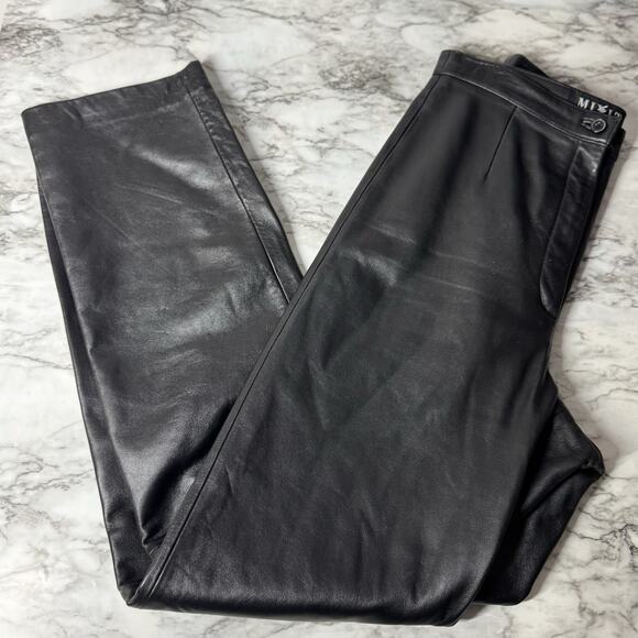 Mixit 90s Y2K Black Soft Leather High Rise Straight Leg Pants Womens Size 6 - Picture 1 of 13